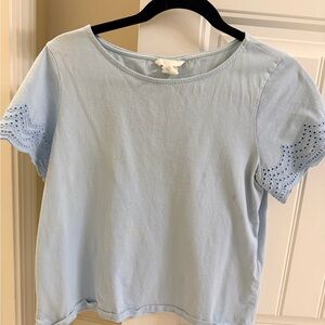 H&M Light Blue Women's Top with Eyelet Sleeves